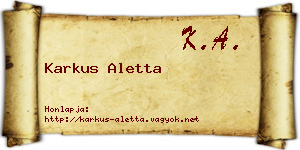Karkus Aletta névjegykártya